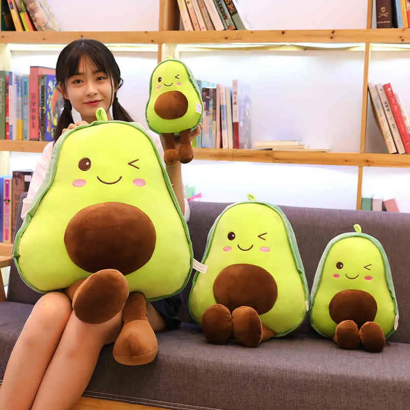 Smile Avocado Food Cuddle Stuffed Sitting Family 'S Fruits Toy With Legs Shy Cute Plants Doll Kids Gift Cm J220704