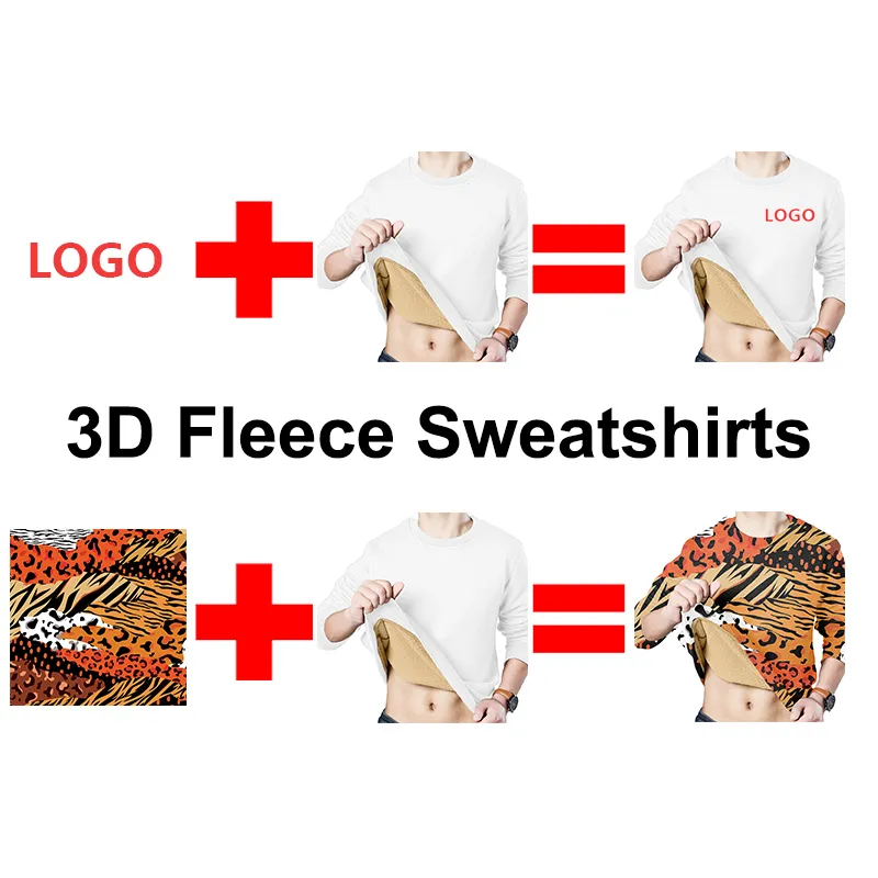 Winter Fleece Sweatshirts 3D Print Anpassad överdimensionerad uppvärmning Diy Men s Long Sweat Shirts släpp grossistkläd 220713