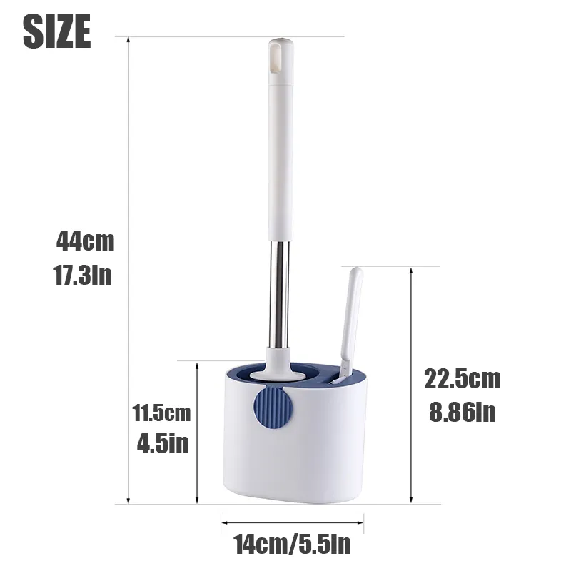 Silicone Toilet Brush With Holder Set Long Handled Round TPR Cleaner Brushes White Wall Mounted Drain Wc Bathroom Accessories 220815