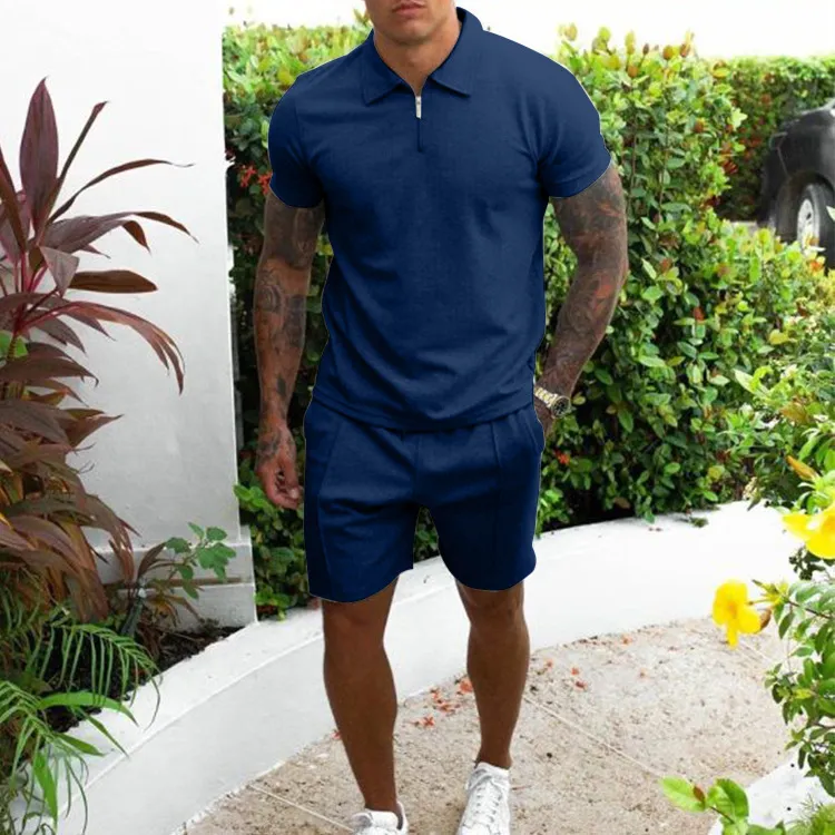 Mode Herren Sets 2 Stück Sommer Trainingsanzug Männlichen Casual Polo Shirtshort Fitness Jogging Atmungsaktive Sportswear Mann Set 220602