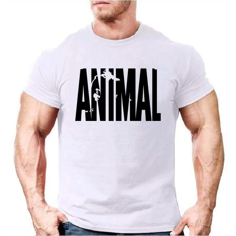 Camiseta ANIMAL de algodón para hombre, camisa muscular con cuello redondo, ropa deportiva de Hip Hop, camiseta 220616