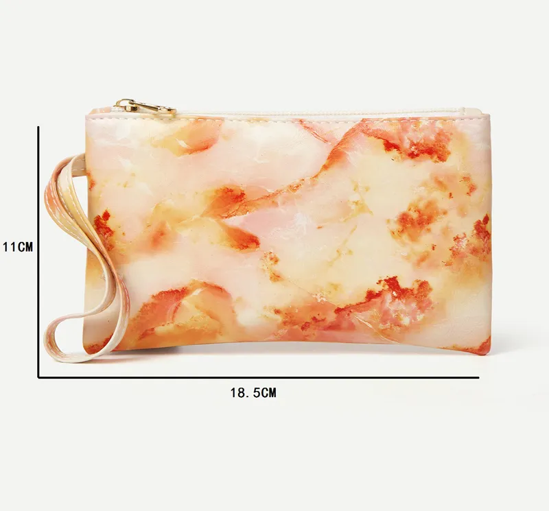 DHL Marbled PU coin purse handle bags Waterproof mobile phone bag for women
