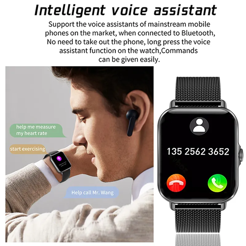Lige Bluetooth Asssion Call Smart Watch Men Full Touch Dial Call Tracker Tracker IP67 Waterproof Smartwatch للرجال مربع نساء 220412190