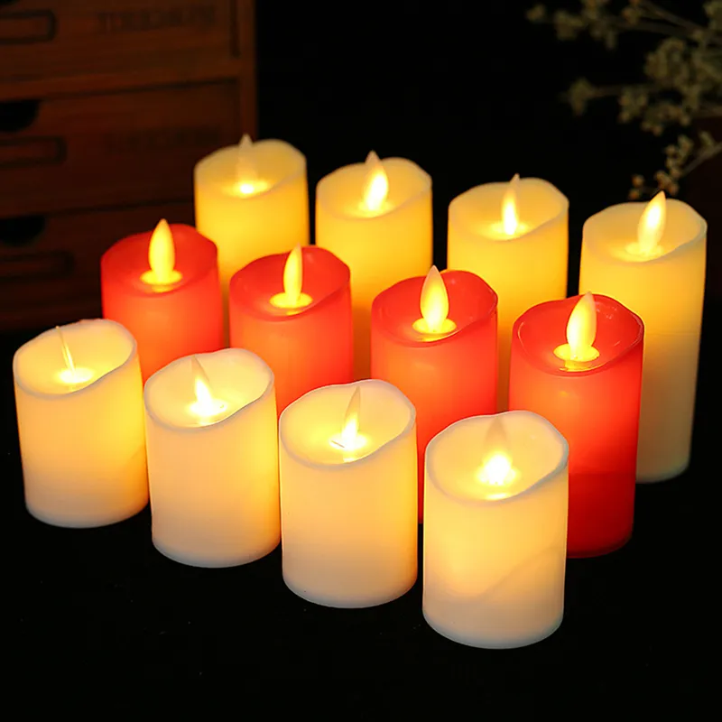 LED Flimeless świece Światła baterii Plastikowe filar Flickering Candle Light for Party Decor 220606