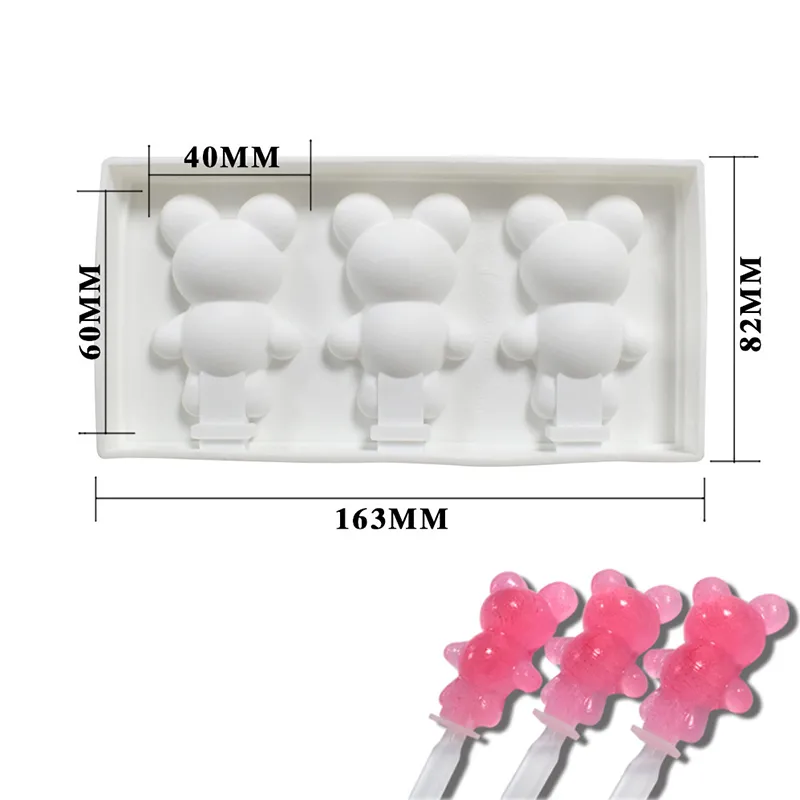 34 BearDinosaurOval Ice Cream Silicone Mold Jelly Chocolate Popsicle Cake Mould Cake Decorating Tools Bakeware 220815