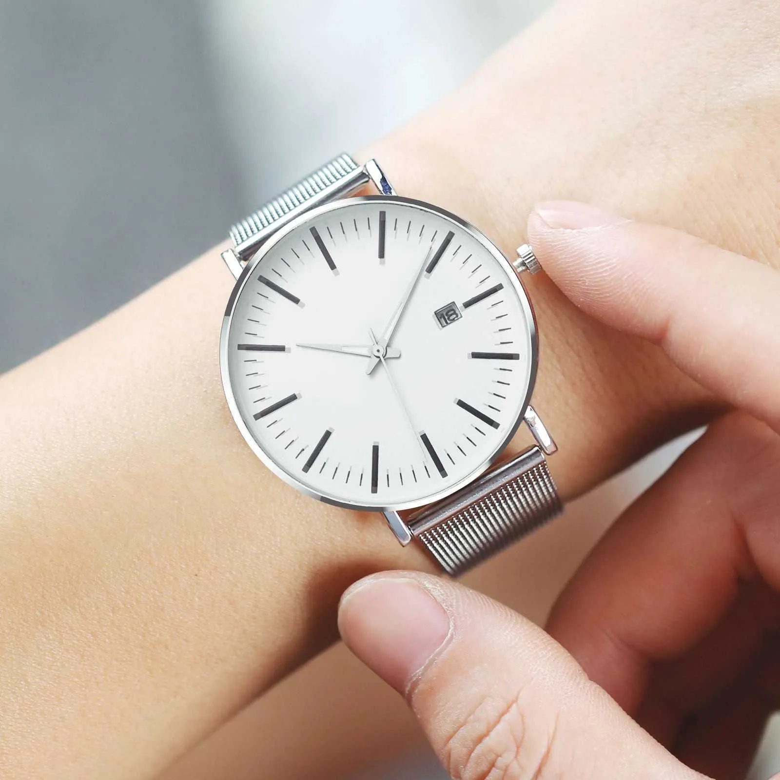 Relógio de quartzo Auto data liga alça de aço inoxidável para homens elegante moda minimalista relógio relógio de pulso