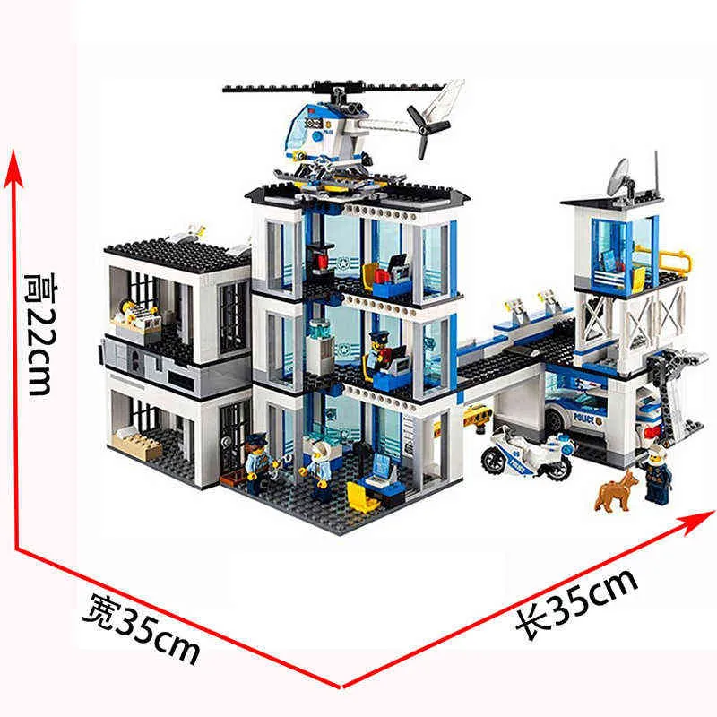 10660 Polizia cittadina Chase Thief Stazione di polizia 60141 Puzzle Blocchi di costruzione bambini Regali giocattolo AA220317