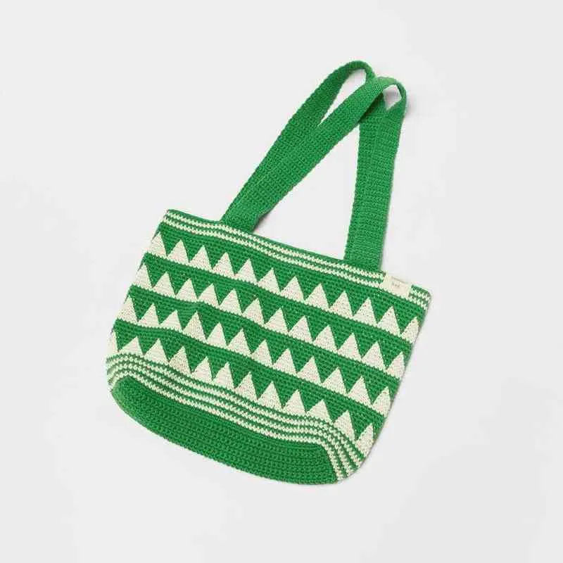 Bolsas de ombro de tricô casual Designer com bolsa de bolsa grande e de verão verde Bolsas de senhora da praia de senhora