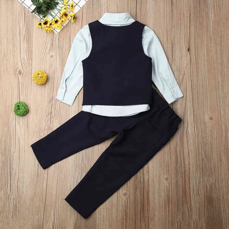 Citgeett Sonbahar 4 Parça Bebek Erkekler Kış Giysileri Erkekler Takım Üst Jeanpants Vest Jeans Bow Tie Kıyafetleri Yumuşak Bahar Seti J220711