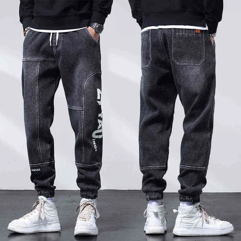 Men's Jeans New Autumn and Winter Goose Down Thick Warm Loose Harem Stretch Pants Fashionable Streetwear Men G0104