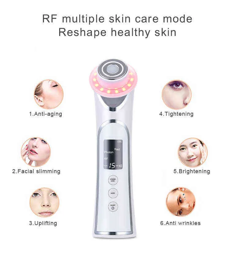 Urządzenia do pielęgnacji twarzy Nowe RF EMS Photon Beauty Jade Massager Skin Tool Narzędzie Podnoszenie Dokonanie zmarszczek 0727