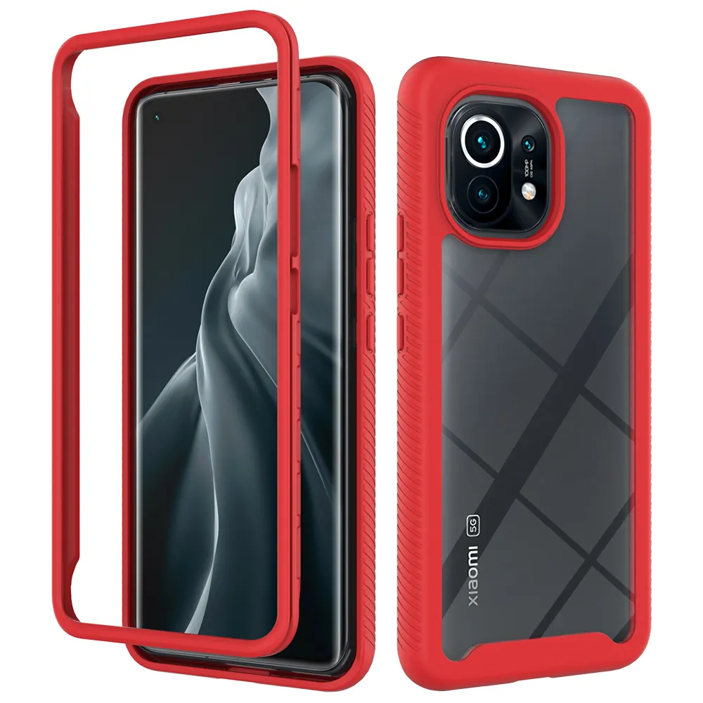 Hybride robuuste zachte harde plastic armor TPU frame schokbestendige gevallen voor Xiaomi MI 11 5G 6.81 inch transparante acryl achterkant