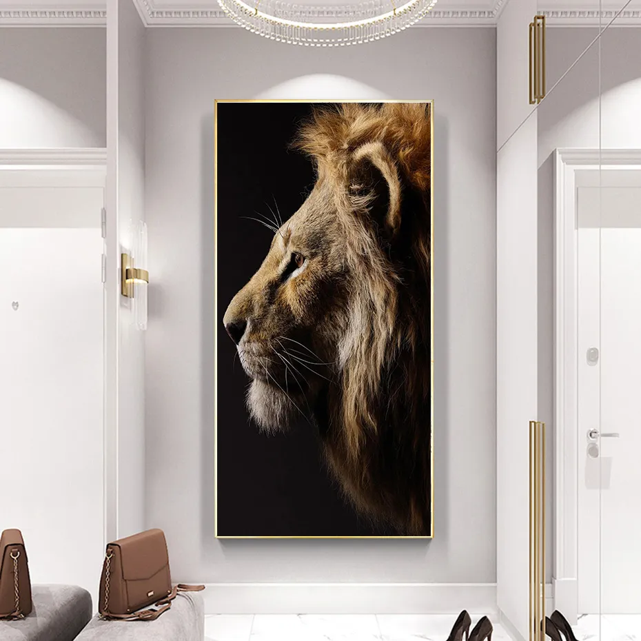 Animal Peinture Toile Lion Léopard Peinture À L'huile Affiche Photo Maison Intérieur Chambre Bureau Chambre Décoration Murale Art No Frame