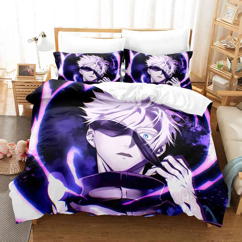 Jujutsu Kaisen, juegos de cama para niños, funda de edredón con estampado 3d de Anime japonés, ropa de cama para niños y adolescentes, tamaño individual, doble, Queen y King