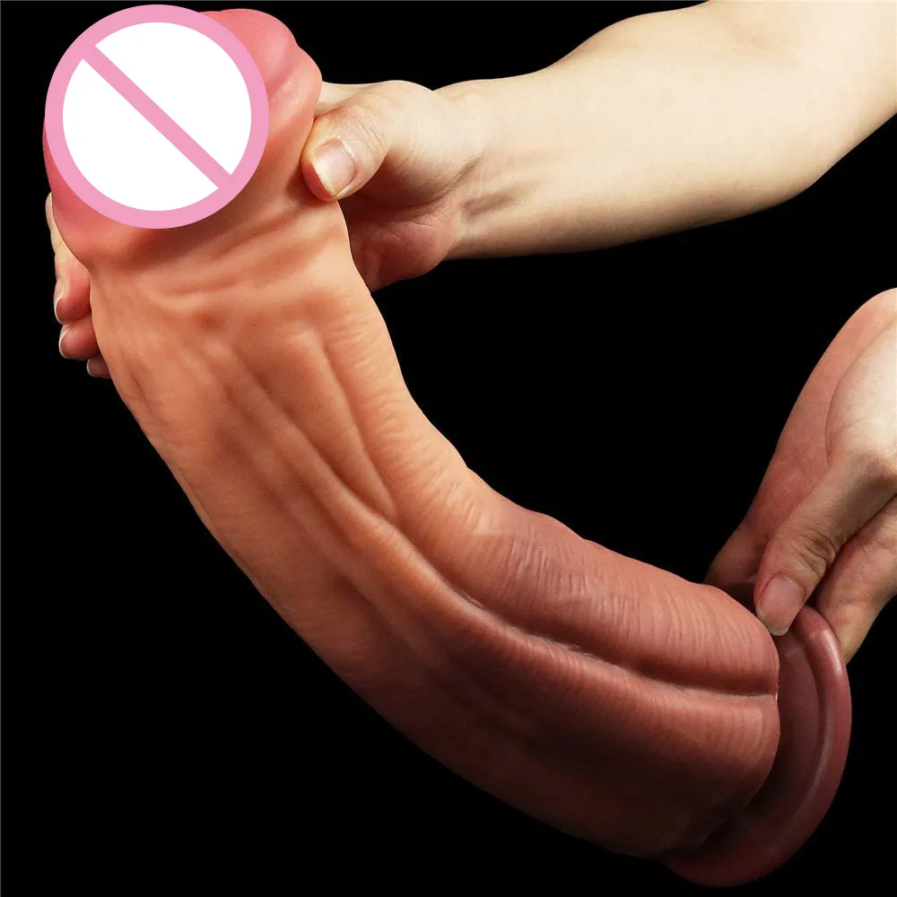 Grande Dildo Doppia Densità Anale Lifelike Enorme Sucker Giant Toy Plug Big Belt Spesso sexy donna