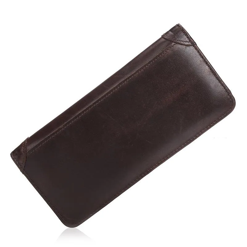 Wallets Genuine Leather Men Bifold Purse Designer Cash Coin Pocket Real Cowhide Card Holder Handy Clutch Bags Vintage Male Long Wa237u