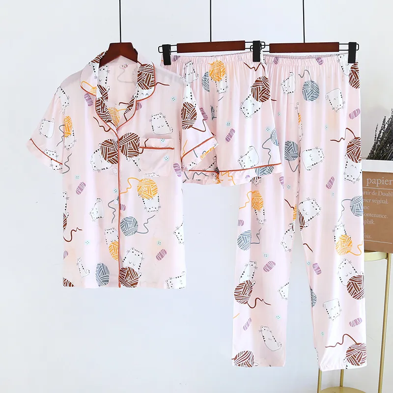 Pyjama's voor vrouwen Spring en Summer 100 Viscose Home Kleding Pyjama Shorts Vrouwen Nachtwear vrouwelijke set vrouw 2 stuks 220708