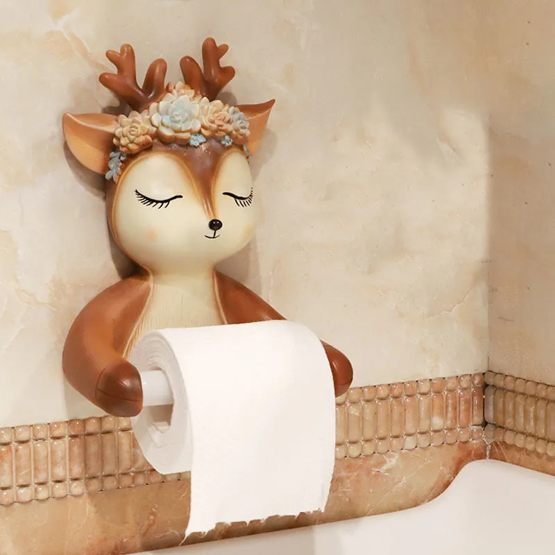 Soporte decorativo para papel higiénico de ciervo, toallero montado en la pared, soporte para rollo de papel de cocina y baño, estante para pañuelos 220727
