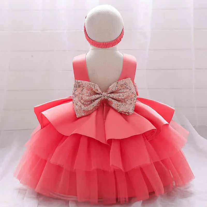 여자 아기를위한 핑크 옐로 파티 드레스 6 년 여름 어린이 생일 결혼식 공주 드레스 보우 아이 볼 가운 의상