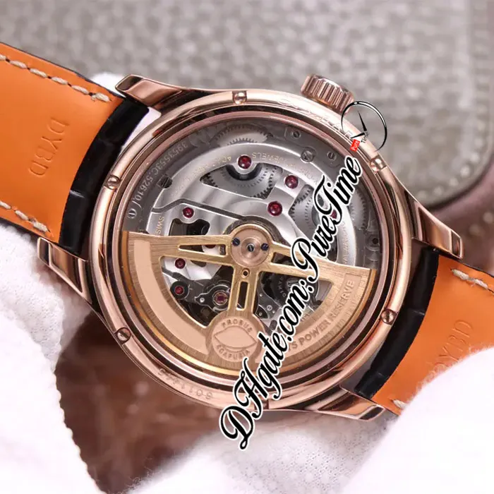 V9F 503404 Kalendarz wieczny A52610 Automatyczne męskie zegarek Rose Gold Grey Diar Manders Moon Reserve Black Leathe261p