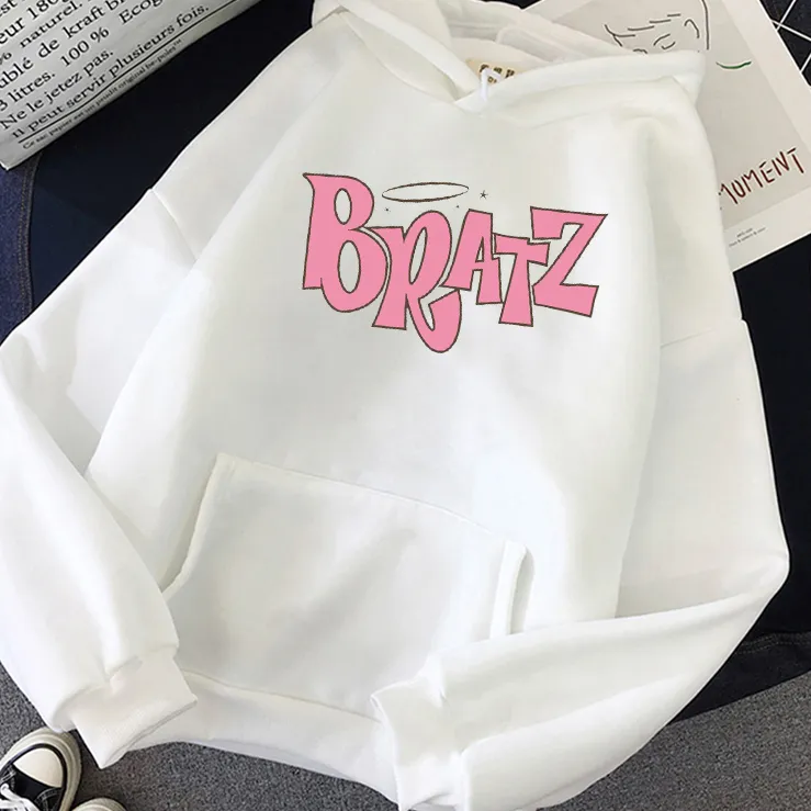 Bratz Letter Print Hoodie Autumn Winter Unisex Men and Womens Casual Student Fashion Hooded Sweatshirt Lång ärm 220811