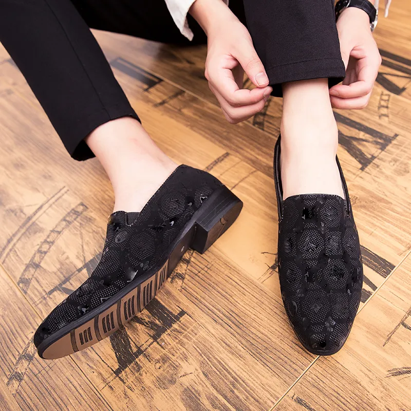 Men Shoes Loafers PU Leather Print Color Round Toe Flat Heels Fashion Classic Office Professional Comfortable Slip on Casual