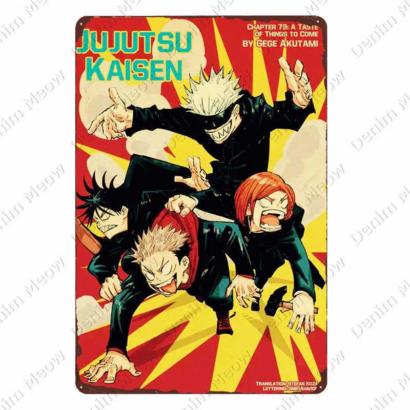 Jujutsu kaisen plakat vintage anime metalowy znak Tin znak pub klub kawiarnia domowe dekoracja ściany gojo satoru metalowa płyta płytka N3856893473