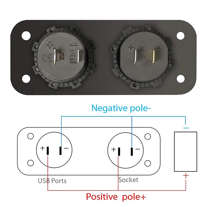 Soquete de carregador USB duplo 12V/24V Power Outlet à prova d'água soquete do isqueiro para o carrinho de manobra do painel de manobra do carro marinho Utv ATV