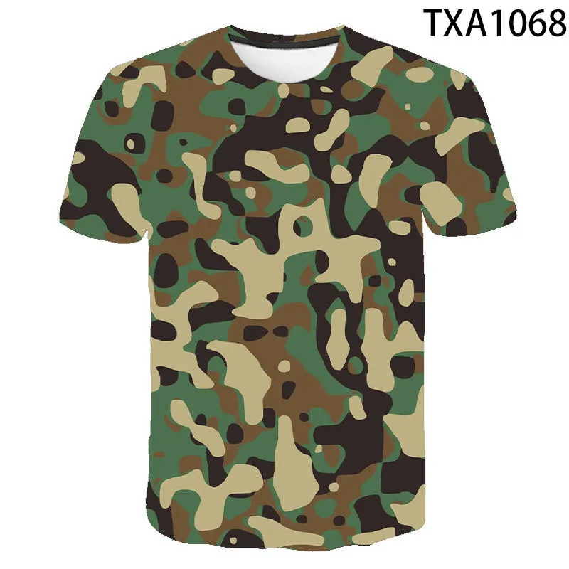 Sommar cool 3d tryckt militär kamouflage t shirt män kvinnor barn kort ärm tshirt varumärke toppar pojke barn barn tee 220607