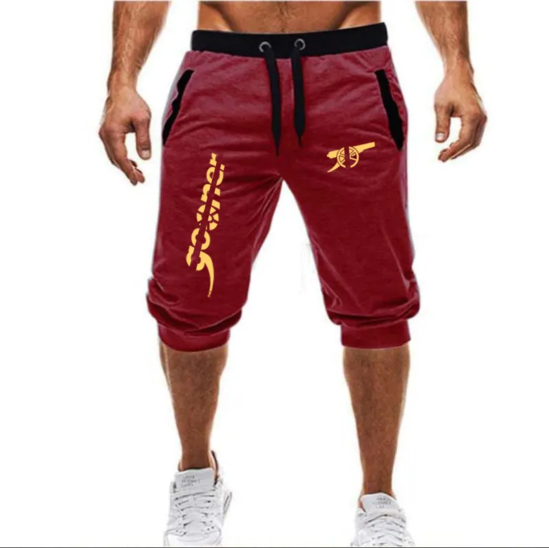 Treino masculino com shorts suaves 3 4 calças ginástica academ