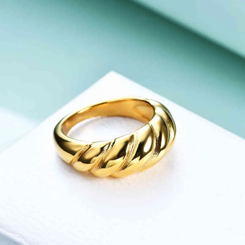 Rings New creative simple titanium steel casting twist personalized bread ring