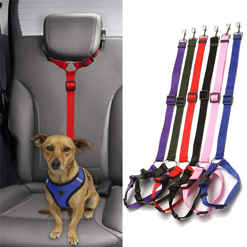 Nylon Veiligheidsgordels Veiligheid Huisdier Autogordel Verstelbare Leash Hoofdsteun Restraint Harnes Band voor Voertuig Hond Accessoires 220624