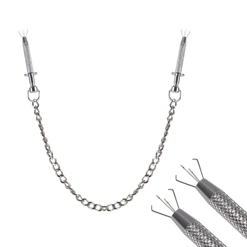 Clip capezzoli regolabili in acciaio inossidabile con catena in metallo giochi di tortura Morsetti bondage al seno Giocattoli sexy fetish