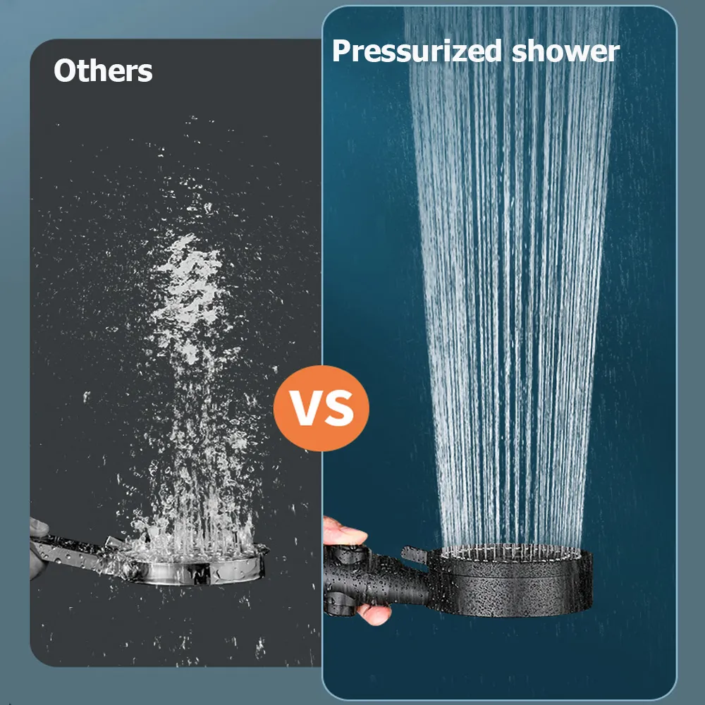 5 modes têtes de douche de bain noire réglables haute pression économise de douche éco show stop waterheadhead accessoires de salle de bain