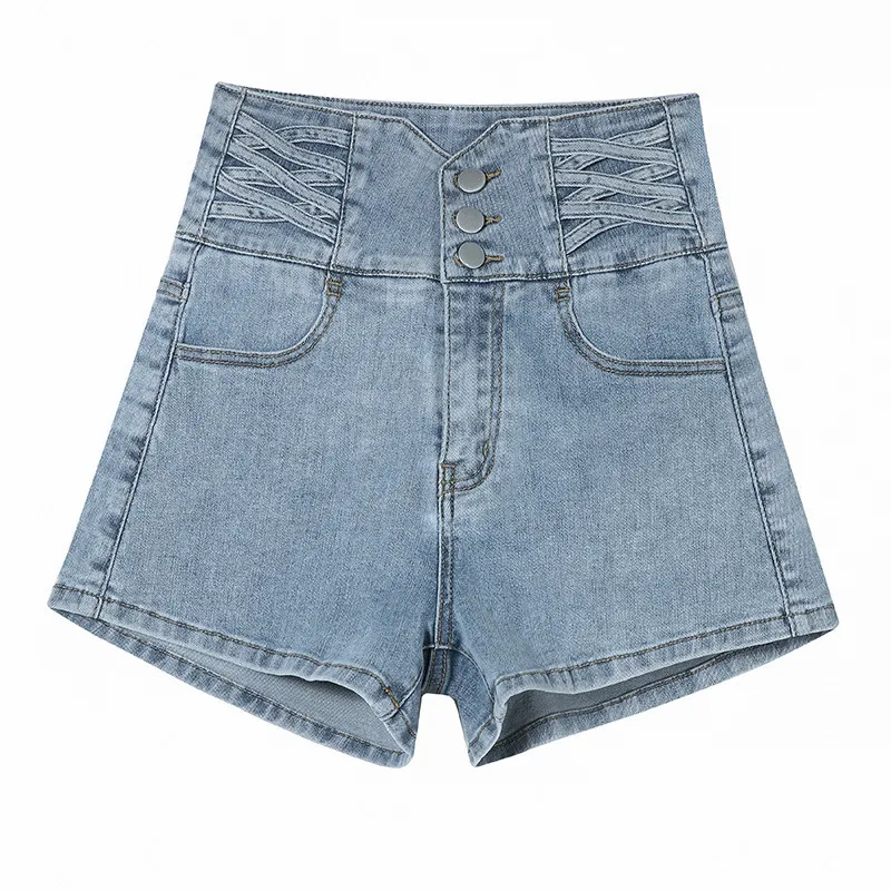 Blue High Waist Denim Shorts Women s Summer Sexy Slim Elasticity Fashion Vintage Y2K Designer Jeans Female 220602