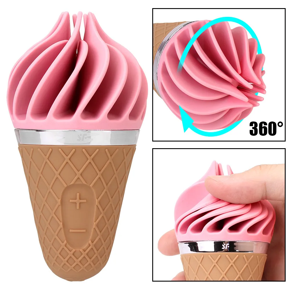 Mini crème glacée sexy vibrateur Masturbation féminine point G stimulateur de Clitoris Silicone souple cône jouet pour les femmes