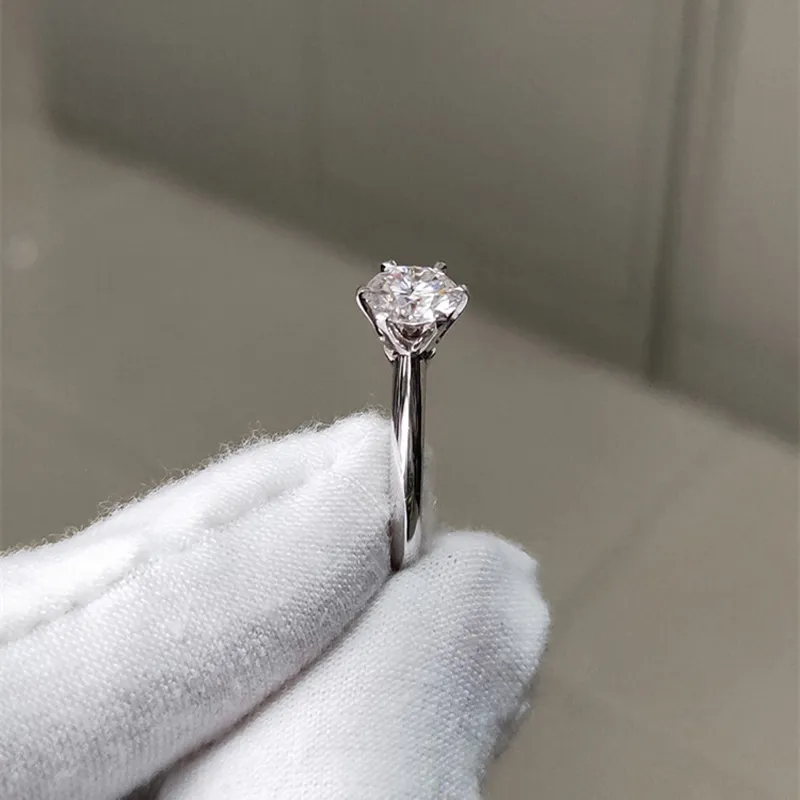 Jóias panash prata esterlina 925 anel de luxo 18k cor de platina de 6 mm anéis de pedra de zircônia para mulheres jóias de casamento