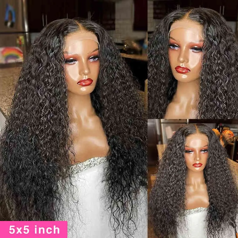 NXY Hair Wigs Human Curly 30 34 polegadas 4x4 5x5 Fechamento de renda 13x4 360 HD Onda profunda frontal 13x6 Frente de água 220609