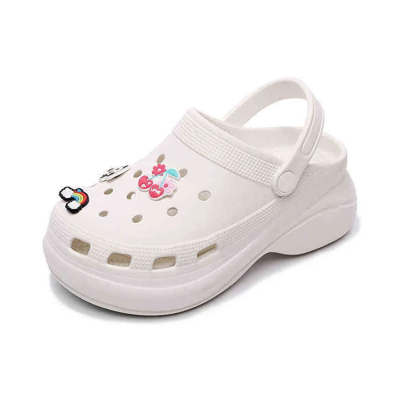 Sandały Summer 7 cm Obcasy kobiety 2022 Nowe buty przylotowe 34-40 Rozmiar oddychania wodoodporne damskie sandalias de las Mujeres kapcie 220412