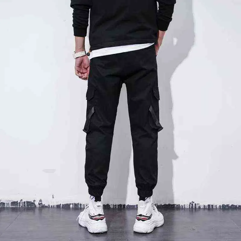 Мужские брюки-карго Kpop Уличная одежда Светоотражающие буквы Бегуны Мужские брюки Шаровары Повседневная мужская одежда Мужские брюки с эластичной резинкой на талии G220507