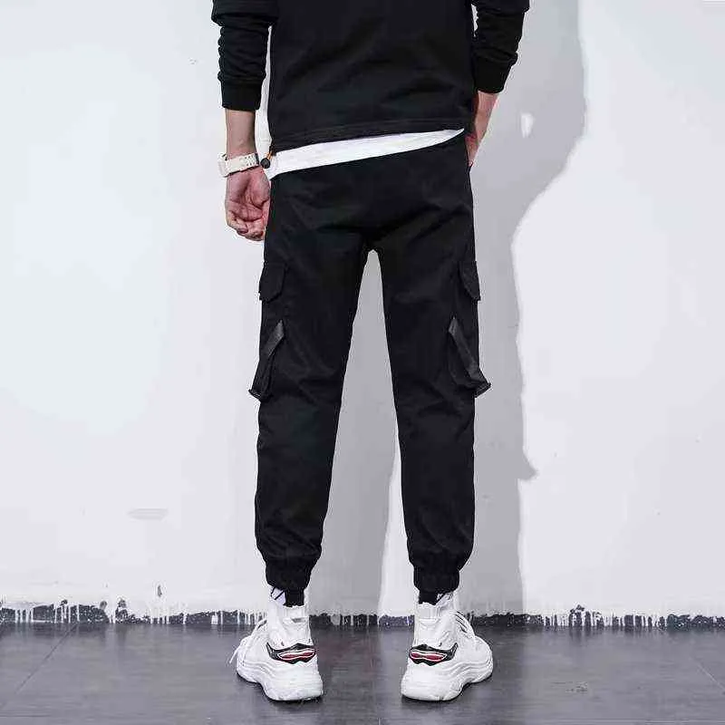 Men's Cargo Pants Kpop Streetwear Reflective Letters Joggers Men Trousers Harem Pants Casual Men Clothing Elastic Waist Men Pant G220507