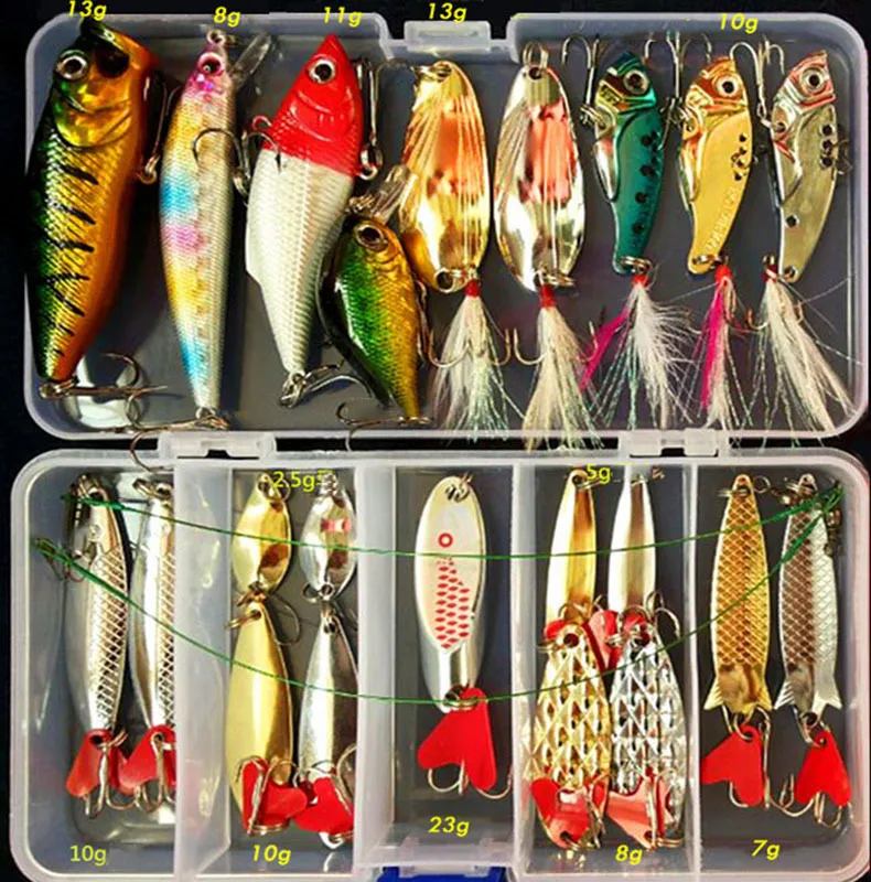Brilliant Metal Jig Spoon Fishing Lure Set Wobblers Kit Pike Spoon Bait Fishing Tackle Pesca Isca Artificial 2205235375624