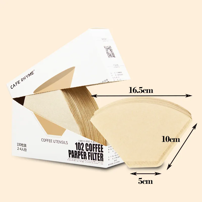 Original color unbleached coffee fan-shaped filter bag thickened 2-4 people hand-pushed paper utensil solid 220509