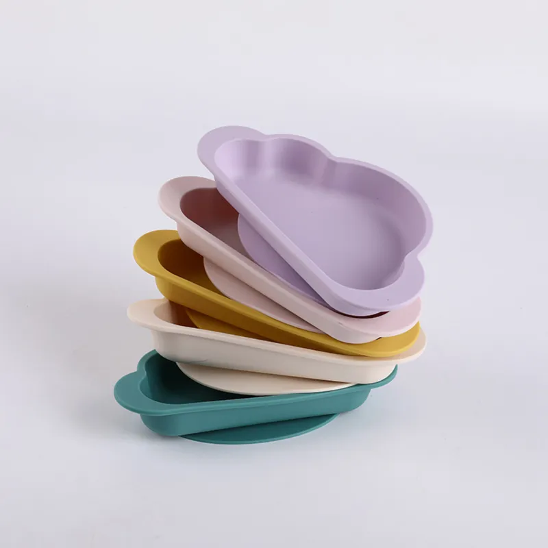 Mooie wolken Baby Bowl met Suction Cup Baby voeding eten tafelblad siliconen diner borden Kidgerechten Kinderen eten eetgerei 220715