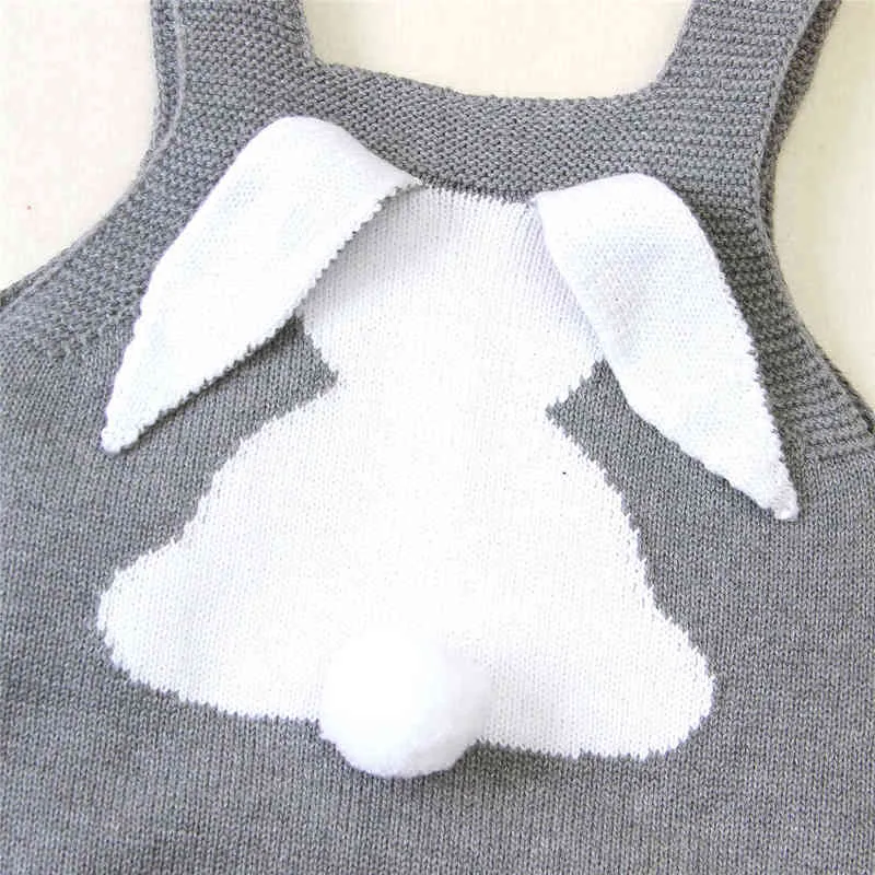 Newborn Baby Boy Girl Knitted Romper Kids Easter 3D Cartoon Rabbit Love Pattern Sleeveless Bodysuits Infant Toddler Clothes 2022 G220521