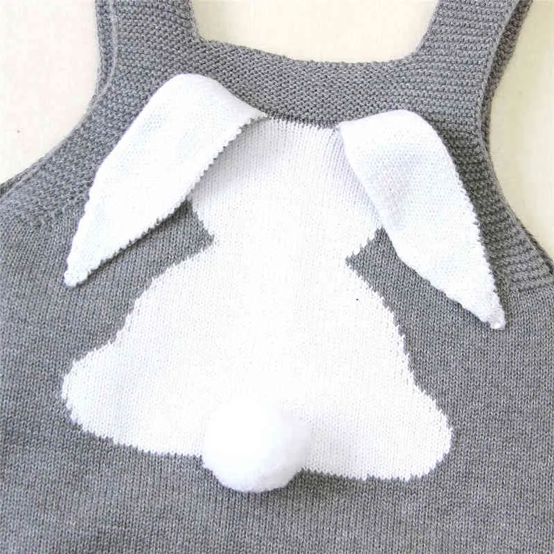 Nouveau-né Bébé Garçon Fille Tricoté Barboteuse Enfants Pâques 3D Dessin Animé Lapin Amour Motif Sans Manches Bodys Infant Toddler Vêtements 2022 G220521