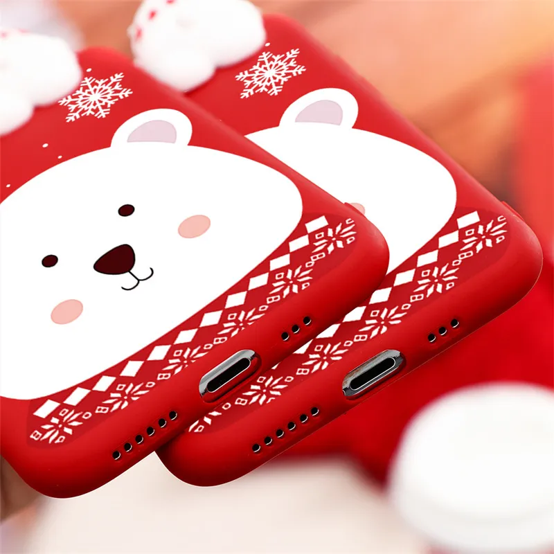 3D 크리스마스 인형 소프트 TPU Xiaomi Redmi Note 9 8 7 6 5 8T Pro 9S 9A 8A MI 11 A3 10 LITE CC9E CC9 A2 만화 전화 커버