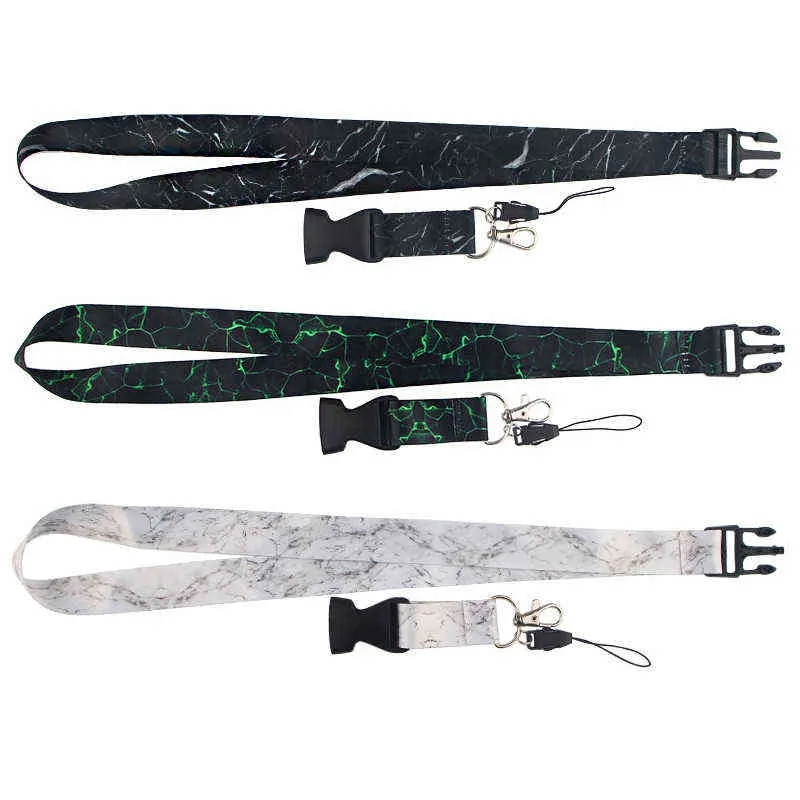 Marmortryck nackband nyckelring lanyard för nycklar kvinnor id märke hållare nyckelcord diy hängande rep mobiltelefon tillbehör aa2209831295