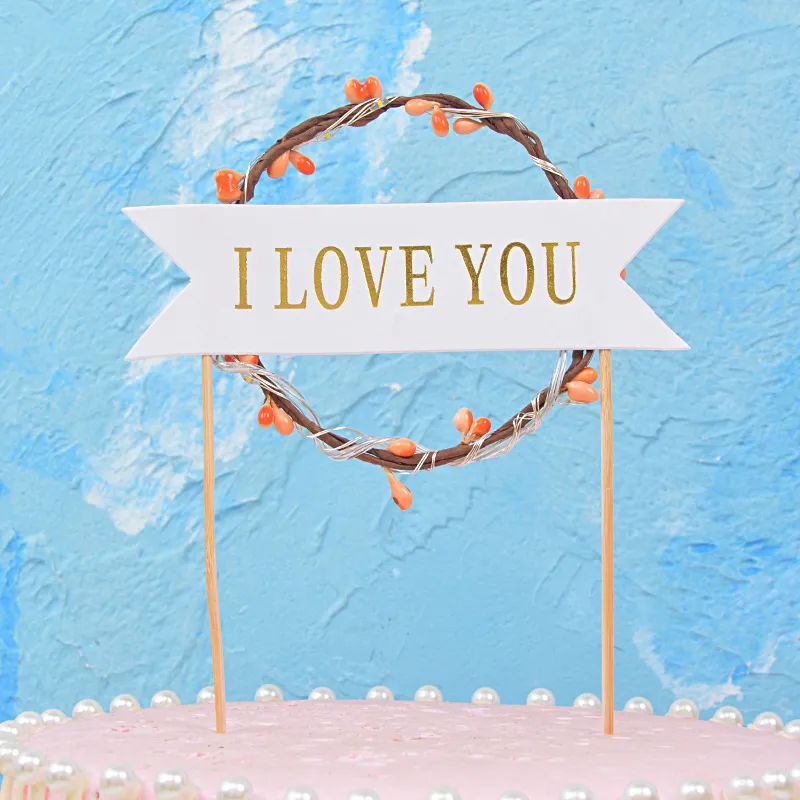 романтическая светодиодная светодиодная виноградная лоза с днем ​​рождения вставка открытки на день рождения Iloveyou