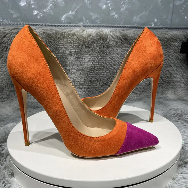 Orange high heels women shoes 12cm 10cm 8cm heel stiletto pointed toe large size fashion elegant sexy pumps RM022 ROVICIYA 220517